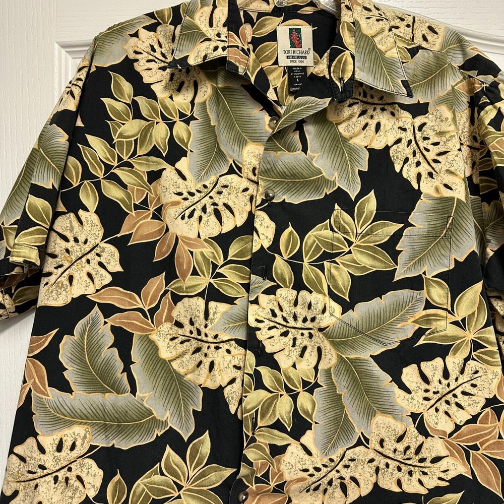 Tori Richard Silk Hawaiian Shirt Mens Large Button Up Short Sleeve Floral